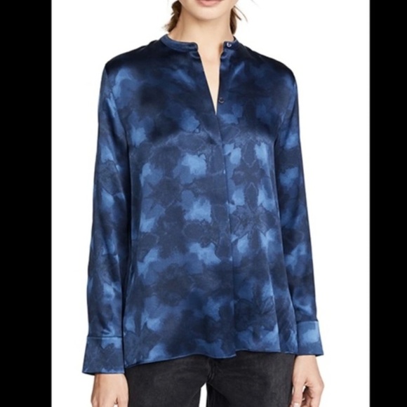 VINCE Winter Tie Dye Silk Blouse - Picture 2 of 9